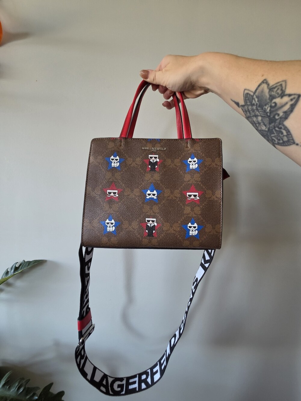 Karl Lagerfeld Paris Maybelle Star Icon Monogram Crossbody Small Tote Bag